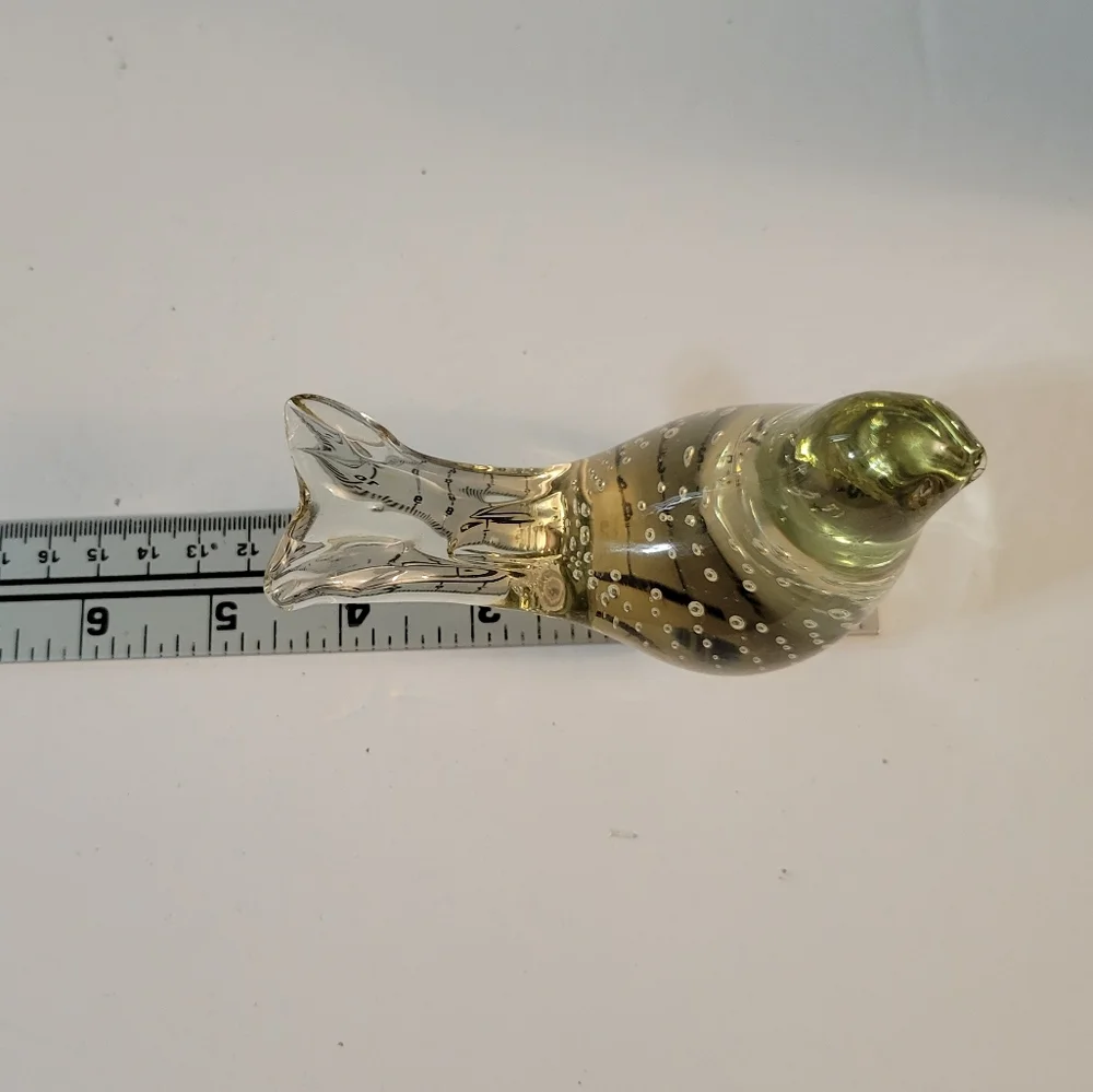 Art Glass Bird Paperweight Bubbles
